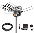 2025 Digital HD TV Antenna Outdoor,150+Mile Motorized 360 Degree Rotation,33FT RG6 Coax Cable, Coaxial Grounding Block,Support 2 TVs,4K 1080p All Smart/Old TVs VHF