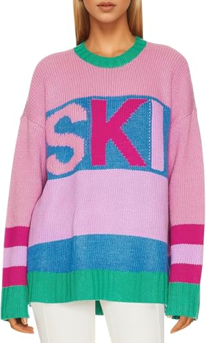 Image of Women Sweaters Warm Ski Print Mockneck Tops Apres Ski Outfit Long Sleeve Christmas Sweater Shirt 2026