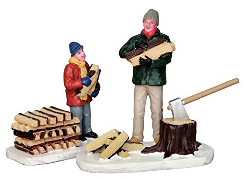 Stacking Firewood Set Da 2 Personaggi Lemax Vail Village Cod 52323