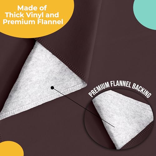 Exquisite Brown Vinyl Tablecloths - 70 in. Round - Pack of 1 Round Tablecloth with Flannel Backing - Plastic, Reusable & Waterproof by Exquisite - Image 2