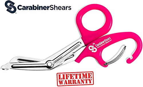 Trauma Shears With Carabiner - Stainless Steel Bandage Scissors For Surgical, Emt, Ems, Medical, Nursing, And Veterinary Use, First Aid Supplies And Accessories, 7.5-Inch, Pink #TOP1