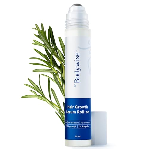 Image of Be Bodywise Rosemary Hair Growth Serum Roll On 25 ml - 3% Rosemary, 3% Redensyl & 2% Anagain | DHT-Blocking Scalp Serum Boosts Oxygen Flow, Reduces Hair Fall | Paraben /Sulfate-Free | Women & Men