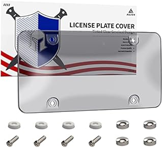 Aujen Tinted License Plate Cover - Fits All Standard 6x12 Inches License Plates, Cool Car Accessory Fastening to Frames for Any Cars/Trucks/Sedans/SUVs/RVs - 1 Pack