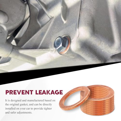 ASUBHA 10PCS Oil Drain Plug Gasket, Oil Plug Crush Washer, 14mm Copper Vehicle Engine Crush Washer, Automotive Replacement Accessories Sealing Gaskets Compatible with OEM PN Part 007603-014106 - Thumbnail 6