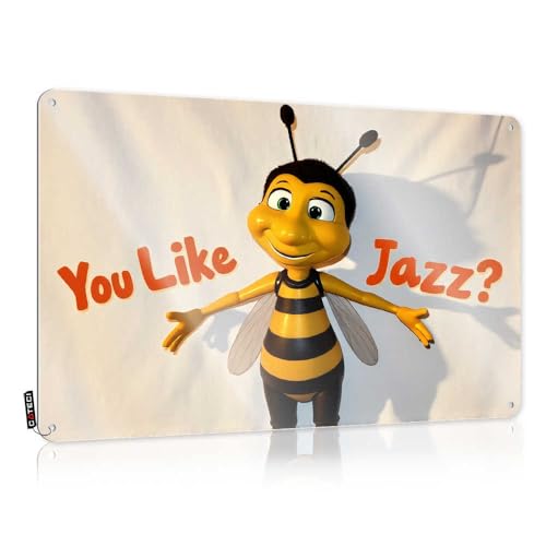 Letrero de metal para decoración del hogar con texto en inglés "Bee'S Jazz Question" para decoración exterior del hogar (20 x 30 cm)