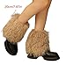 WDBAG Women's Furry Plush Leg Warmers Fuzzy Boot Cuffs Covers Short Footless Socks for Winter Fashion and Costume
