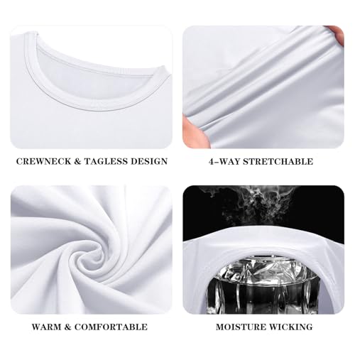 URRU Thermal Underwear for Men High Stretch Fleece Lined Long Sleeve Crewneck Thermal Shirts Base Layer Top Men Cold Weather4