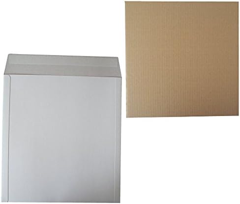 50 Strong 12" LP Record Vinyl Peel and Seal White Board MAILERS ENVELOPES + 100 Corrugated Cardboard Stiffener Pads Boards - 625 Micron Cardboard SELF Seal Packaging MAILING Postal Postage Packets