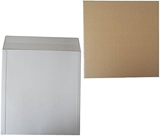 50 Strong 12" LP Record Vinyl Peel and Seal White Board MAILERS ENVELOPES + 100 Corrugated Cardboard Stiffener Pads Boards - 625 Micron Cardboard SELF Seal Packaging MAILING Postal Postage Packets