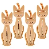 SAFIGLE Pinzas para Bolsas de Almacenamiento de Alimentos, Clips para Sellar Bolsas Resistentes al Viento, 4 Unidades de Plástico Amarillo Diseño de Gato, Multiusos para Cocina, Oficina