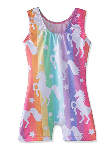 HOZIY Gymnastics Leotards for Girls Unicorn Aurora Rainbow Mermaid Dinosaur Cupcake Sparkle Biketard Toddlers Kids Children