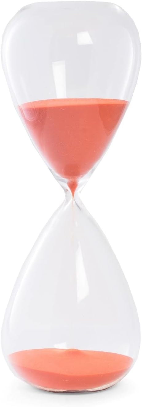 Bey-Berk 90-Minute Crystal Sand Timer with Red Orange Sand, 5"L x 5"W x 14"H