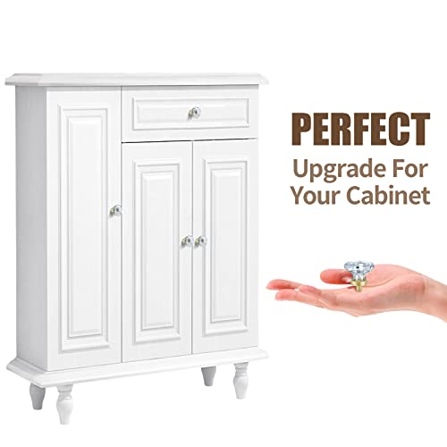 Hiemey Clear Glass Crystal Cabinet Knobs Satin Brass, Gold Pulls And Knobs For Cabinet Dresser Drawer(4Pcs,Octagon) #TOP3