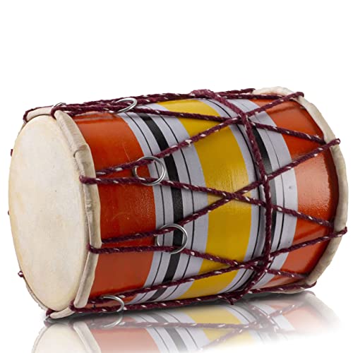 Handmade Wooden & Leather Classical Indian Folk Tabla Drum Set Hand Percussion Drums World Musical Instruments Punjabi Dhol Dholak Dholki 8 X 6 Inches Fun Birthday Housewarming Gift Ideas #TOP11