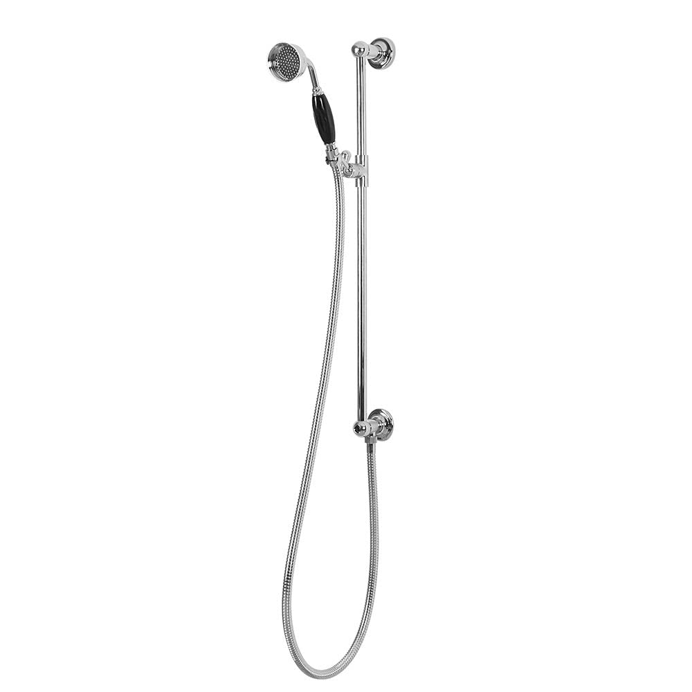 Milano Chrome & Black Elizabeth Riser Rail Telephone Style Hand Shower Integrated Elbow - Chrome Black