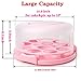 HOYA PONYOO Portable Cake Carrier with Handle, Round Cupcake Holder with Lid, Plastic Storage Container Box fit 10 inch Cake, 3-Locking Muffin and Pies Keeper with Cover (Pink)
