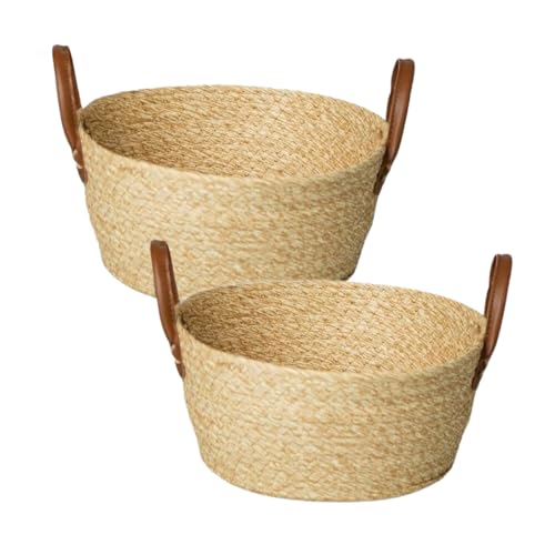 " Kit 2 Cesta Organizadora em Fibra Natural Para Uso Decorativo D...