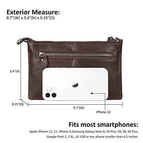 Image of befen Genuine Leather Wristlet Clutch Wallet Purses Small Crossbody Bags for Women with RFID Blocking Card Slots
