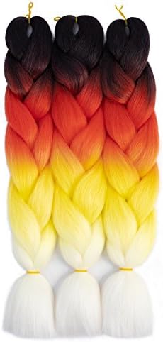SONNET Synthetic Braiding Hair 3bundles/lot 300g Ombre Jumbo Braids Hair Extension Kanekalon Fiber for Box Twist Braiding(Black/Red/Yellow/White)