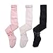 Dsaren 3 Pares Medias Bebé Termicos Algodón Pantimedias Niña Calcetines Altos con Lazo (blanco, negro, rosa, M (1-2 años))