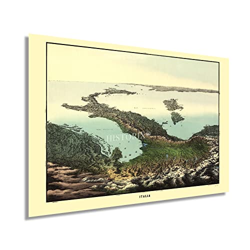 HISTORIX Vintage 1850 Italy Map Print - 24x36 Inch Old Map of Italy Poster - Antique Map of Italy Wall Art - Italian Republic History Map of Europe
