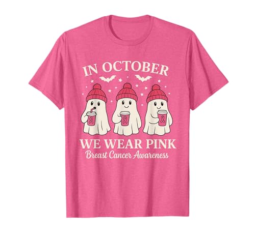 In October We Wear Pink Breast Cancer Awareness Halloween T-Shirt