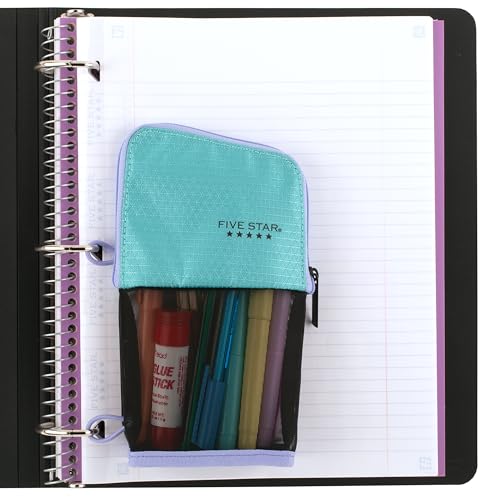 Five Star Stand 'N Store 500209F-ECM Trousse à fermeture éclair pour classeurs à 3 anneaux, organiseur de rangement pour fournitures scolaires, écouteurs, chargeurs, câbles, maquillage, bleu sarcelle – vue 4