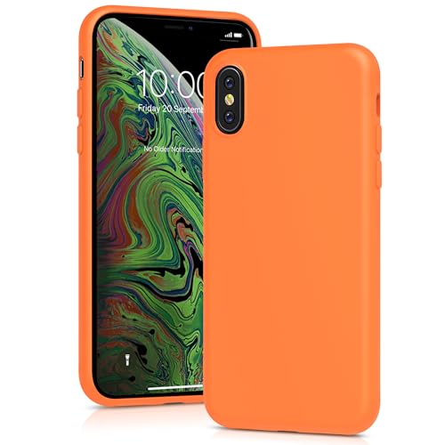 Image of YATWIN Silicone Case for iPhone X/XS, Soft-Touch, Shockproof, DustProof, Antiskid Full Body Armour Phone Cover for Apple iPhone X/XS - Orange