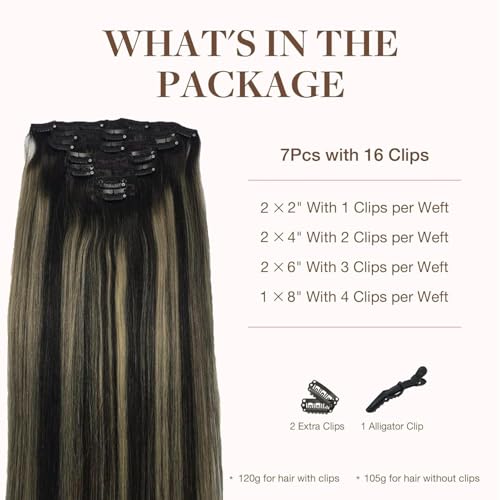Image of GOO GOO Clip in Hair Extensions Real Human Hair Balayage Remy Extensions