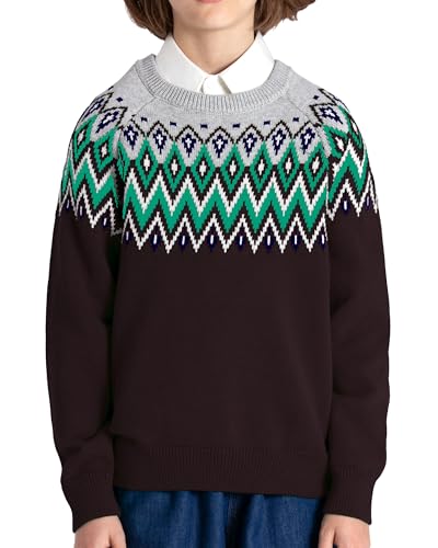 Image of BOBOYOYO Boys Sweaters 100% Cotton Cable Knit Kids Sweater Striped Pullover