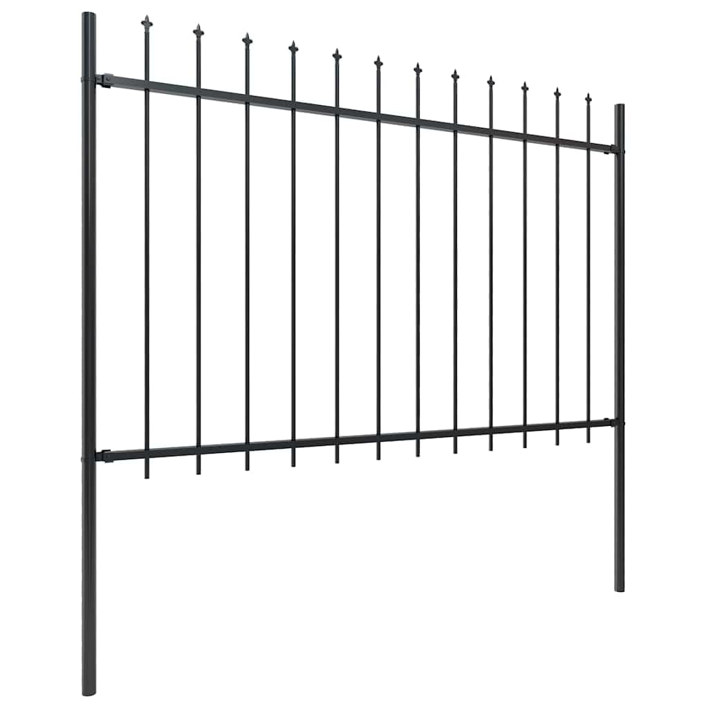Ogrodzenie ogrodowe z grotem włóczni, stal malowana proszkowo, 1426 x 120 cm, czarne, do ogrodu i domu, panele ogrodzeniowe, 8 elementów