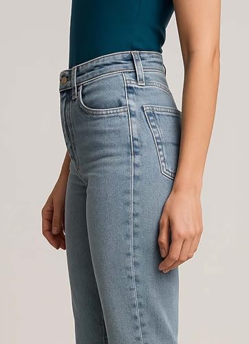 Image of KOTTY Women's Solid|Fit and Flared Fitting|Ankle Leg Style|High Rise|Stechable|Casual Jeans