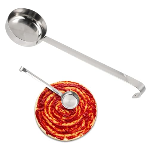 TOYANDONA Cuchara para Salsa de Pizza Acero Inoxidable Mango Cucharón Práctico para Untar y Servir Salsas Cocina Diaria
