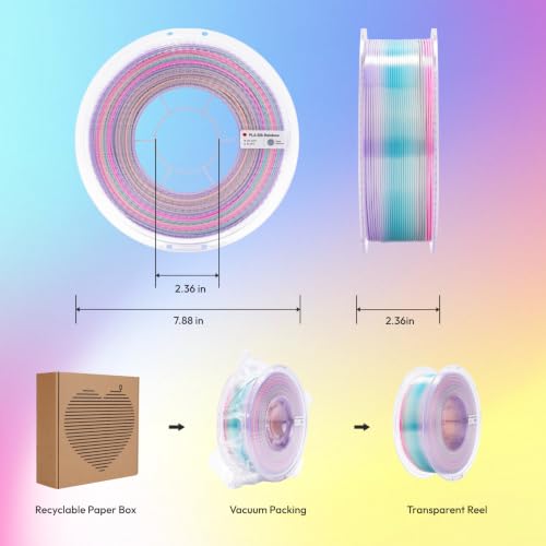 Image of Silk Rainbow Petal PLA Filament 1.75mm, Soft Floral Gradient Multicolor 3D Printer Filament, Smooth Glossy Petal Luster Perfect for DIY Art Floral Decor