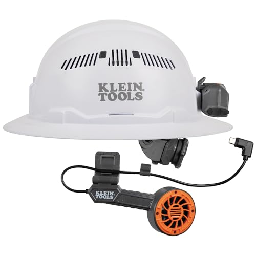 Klein Tools 80161 Hard Hat Set, Class C Vented Hat, Dual Cooling Fan for Hard Hats and Safety Helmets, 2-Piece