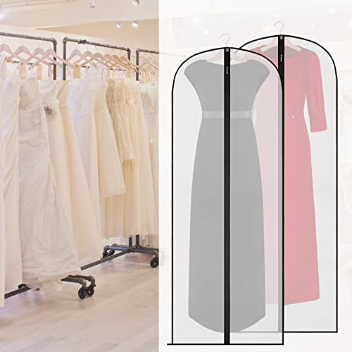 6Pack Breathable Clothes Covers with Zip, 160cm Hanging Garment Covers Bags, Dress Bag Covers, Moth-Proof Mens Suit Storage Bag, Dust Cover for Wardrobe Storage Travel, Clear - Image 3