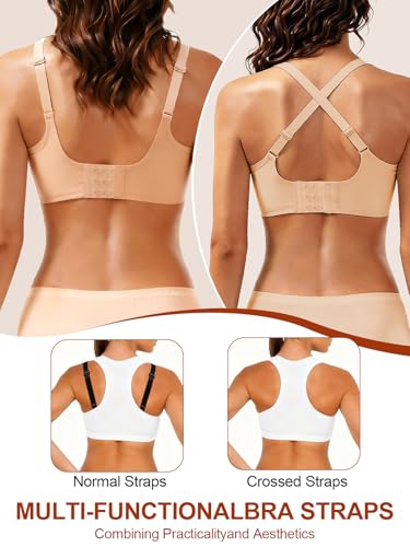 Image of Bras for Women Wireless Seamless Full Coverage Supportive Bralette | No Underwire,T-Shirt,Lift,Support,Semi-fixed Cups,Push Up,Crossover,Plunge,Soft Breathable Comfort Everyday Essentials Bras