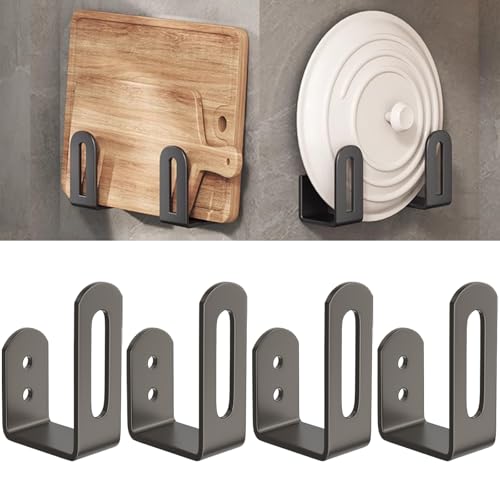 Rangement Couvercle Casserole & Rangement pour Planche à Découper - 4 Pièces Étagère Mural de Cuisine, Organisateur Multifonctionnel pour Rangement et...