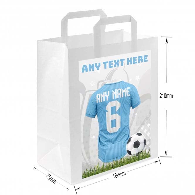 Personalised Football Party Bags, Custom Name And Number Gift Bags, Jersey Design (Manchester, 10 Bags