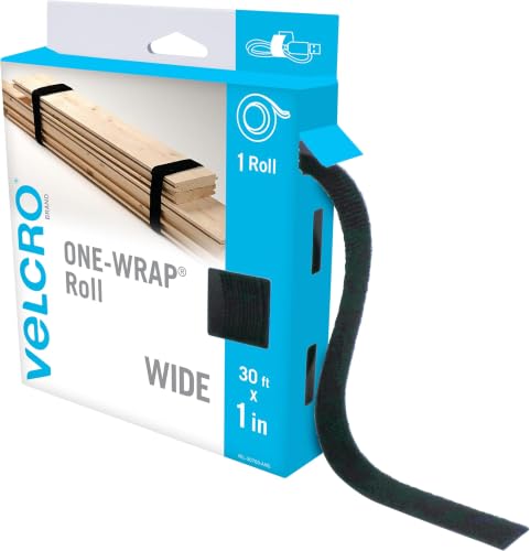 Image of VELCRO Brand Wide Straps 1 Inch Black | Heavy Duty | Indoor Outdoor Use | For Cord Organization | 30ft Roll, Pack of 12