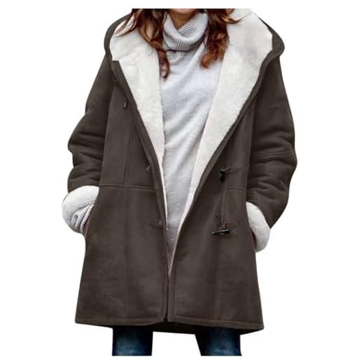 Manteau Femme en Laine Long Hiver Chaud Chic Mi-Long Trench Femme Veste Chaude d'hiver pour Femmes Hiver éPaissir Parka Militaire Polaire Chaude en Peluche Blousons à Capuche Doudoune Manteaux Fille