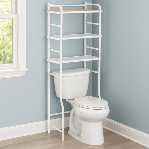 Image of Home Zone Living Over-the-Toilet Bathroom Storage Cabinet Organizer