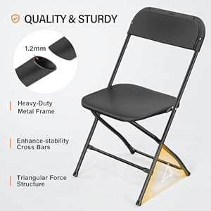VINGLI 20 Pack Black Plastic Folding Chair Indoor Outdoor Portable Stackable Commercial Seat with Steel Frame 350lb Capacity for Events Office Wedding Party Picnic Kitchen Dining