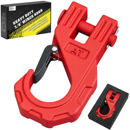 AUTOBOTS Winch Hook Heavy Duty 3/8 Winch Accessories Red