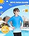 Runhit Boys Toddler Gradient Rash Guard Long Sleeve Swim Shirt Kids Breathable UPF 50+ Sun Protection UV Water Shirts SPF Quick Dry Rashguard Dark Blue-White S