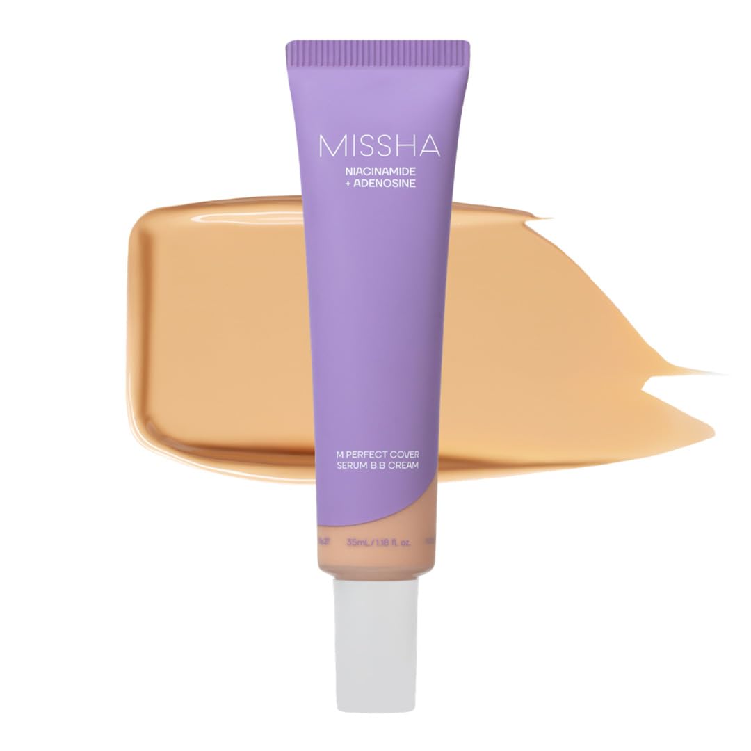 MISSHA Cardi B Pick M Perfect Cover Sérum BB Cream No.27 Beige miel moyen avec nuance fraîche/neutre, BB Cream par Cardi B Pick, teintée pour la peau, hydratant teinté, fond de teint pour soins de la