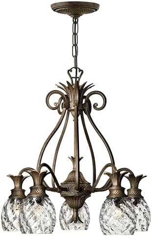 Hinkley Plantation Tropical Five Light Foyer Chandelier, Pearl Bronze