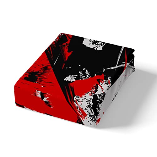 Geometric Abstract Bedding Duvet Cover Set Kids Geometry Strip Bedding Set Modern Comforter Cover Set For Boys Room Decor Lightweight Retro Art Red Black Grey Bedspread Cover Full Size Zipper #TOP4