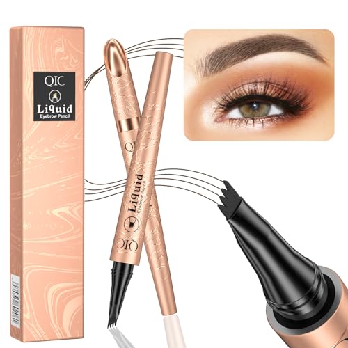 Eyebrow Pencil, Eyebrow Pen, Natural Eye Brow Pencils for Women, Liquid Waterproof Eyebrow Pencil, Smudge-Proof Brow Pencil with 4 Tip Microblading Eyebrow Pen Long-Lasting, Eyebrow Pencil Dark Brown