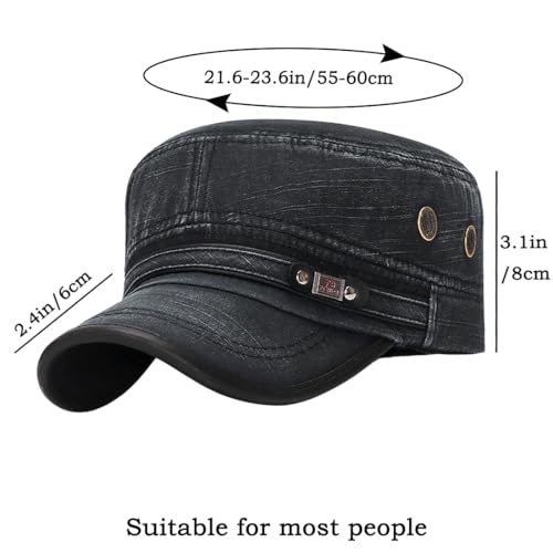 Image of Cadet Army Hat 2 Pieces Flat Top Cap Unisex Military Hat for Women Men